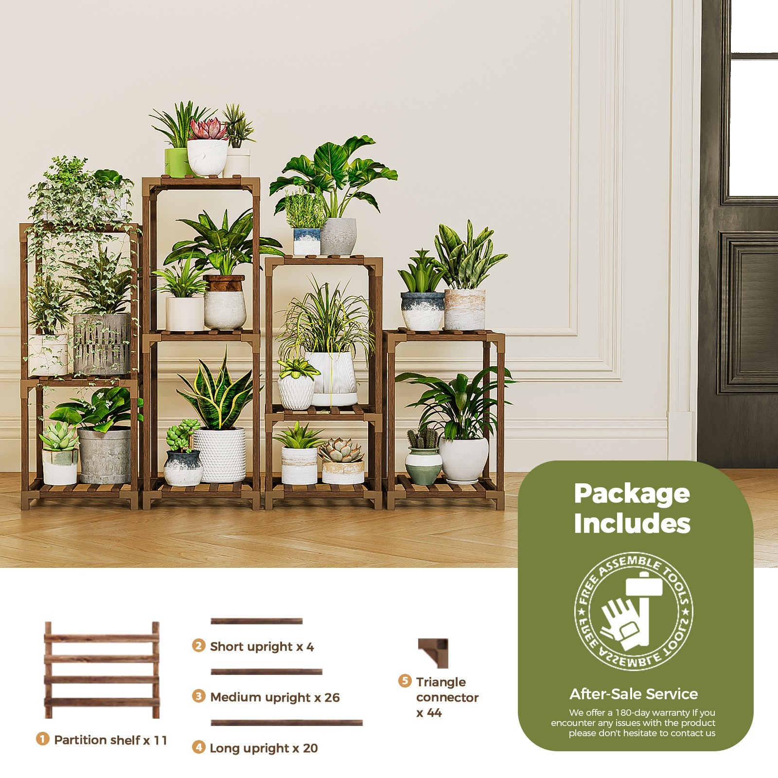 Bamworld Plant Stands Indoor 4 Sets Plant Shelves Outdoor Wooden Plant Holder