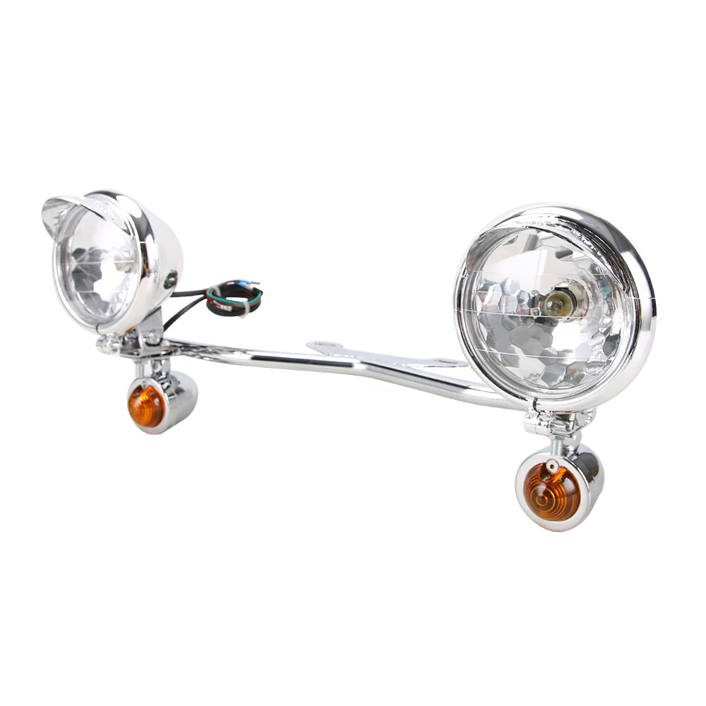 Passing Turn Signals Fog Spot Lights Bar Bracket For Harley Softail FatBoy FLSTF