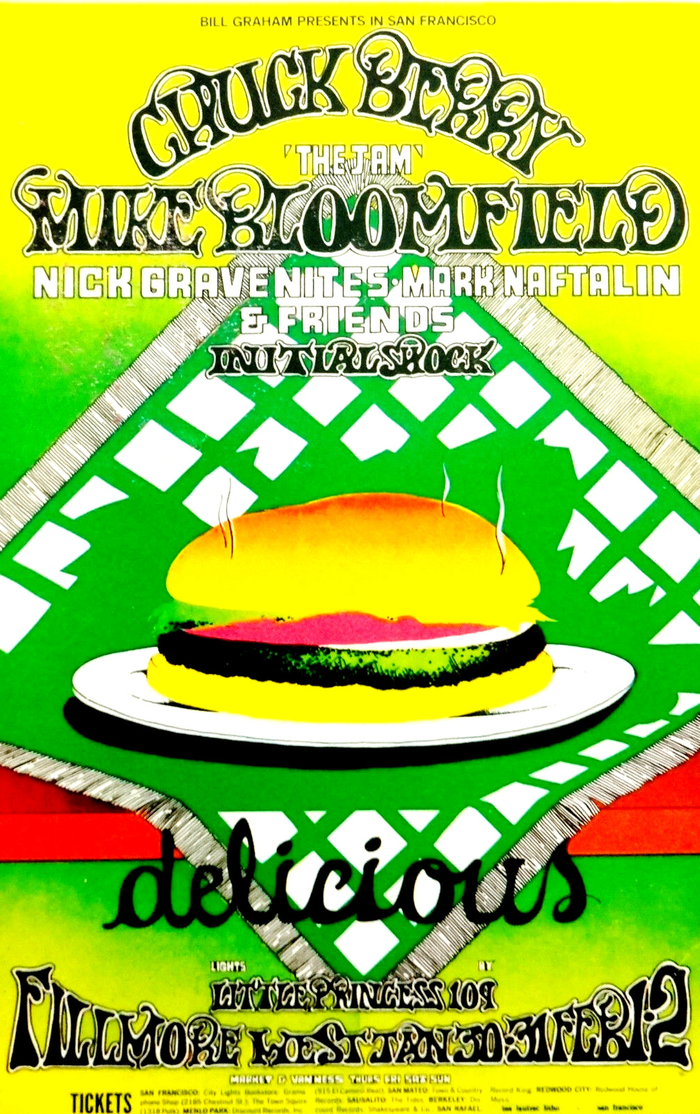 Bill Graham Fillmore Postcard Handbill BG 158 Chuck Berry Randy Tuten Hamburger