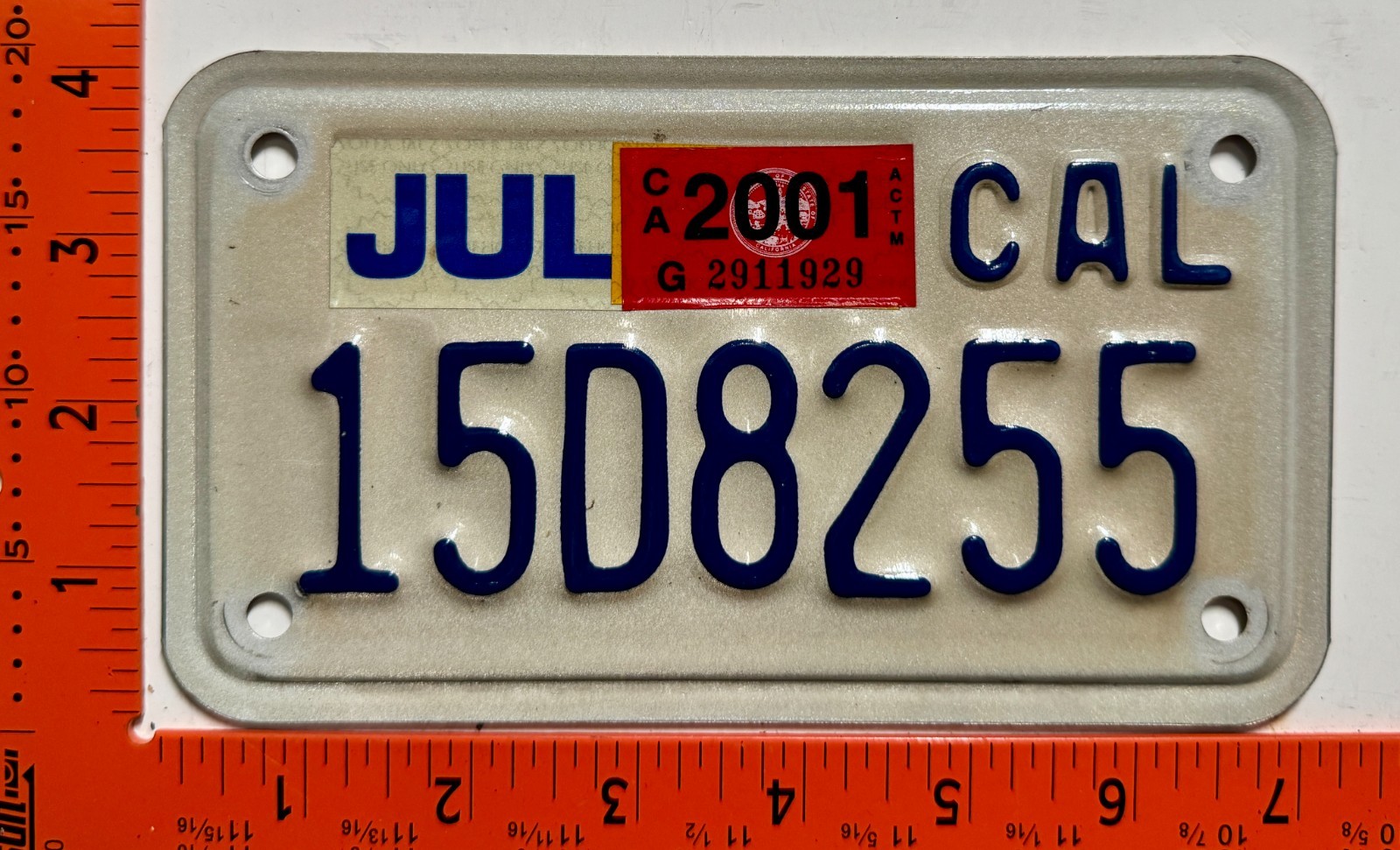 2001 California Motorcycle License plate