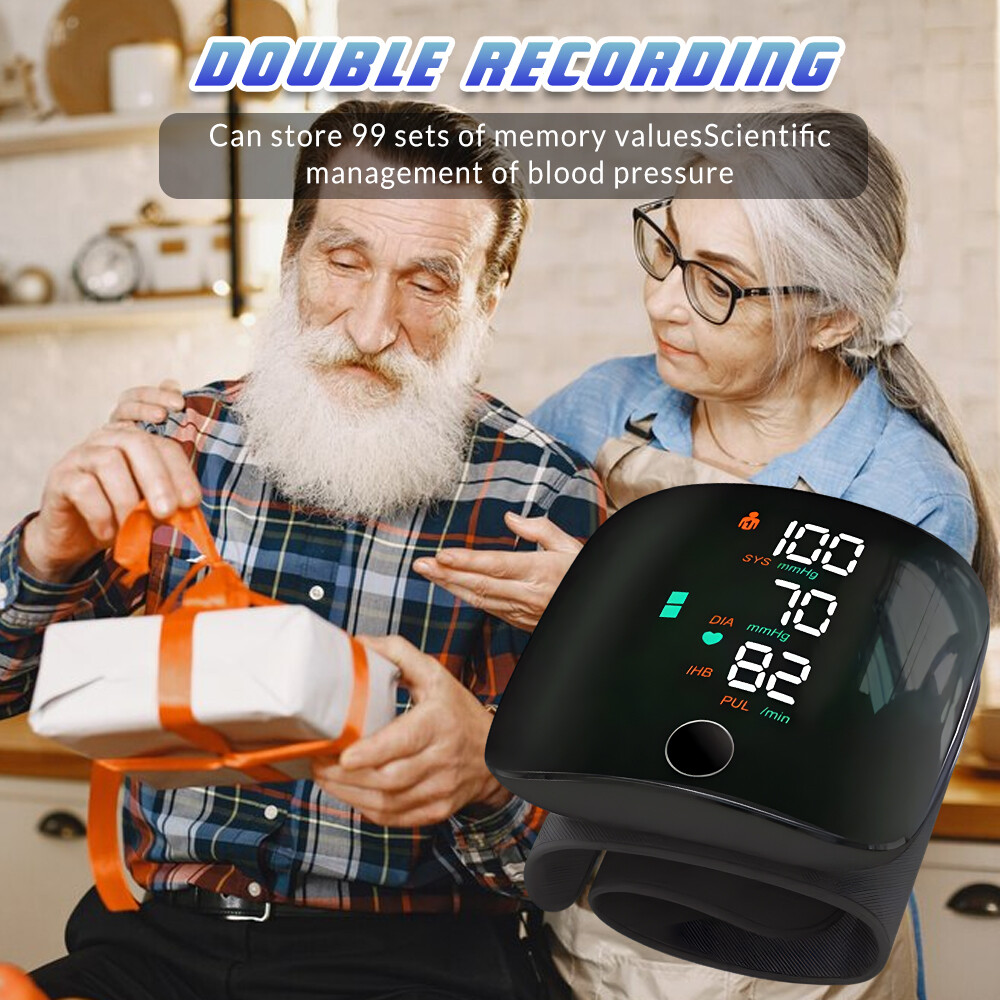 Wrist Blood Pressure Monitor Automatic BP Machine Digital Cuff Heart Rate LCD