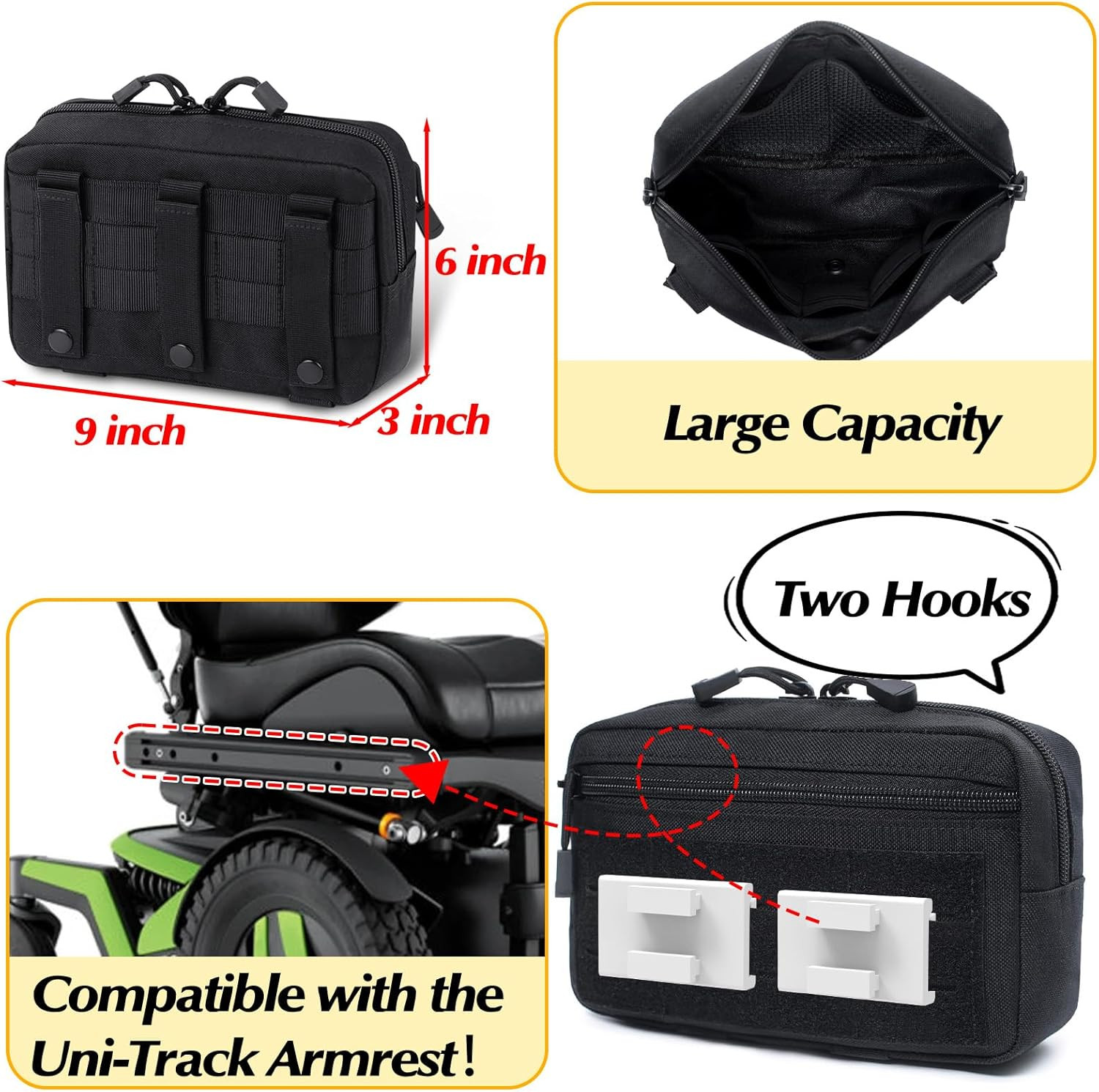 Wheel Chair Side Bag for Permobil Power, Removable Storage Bag for Permobil Whee
