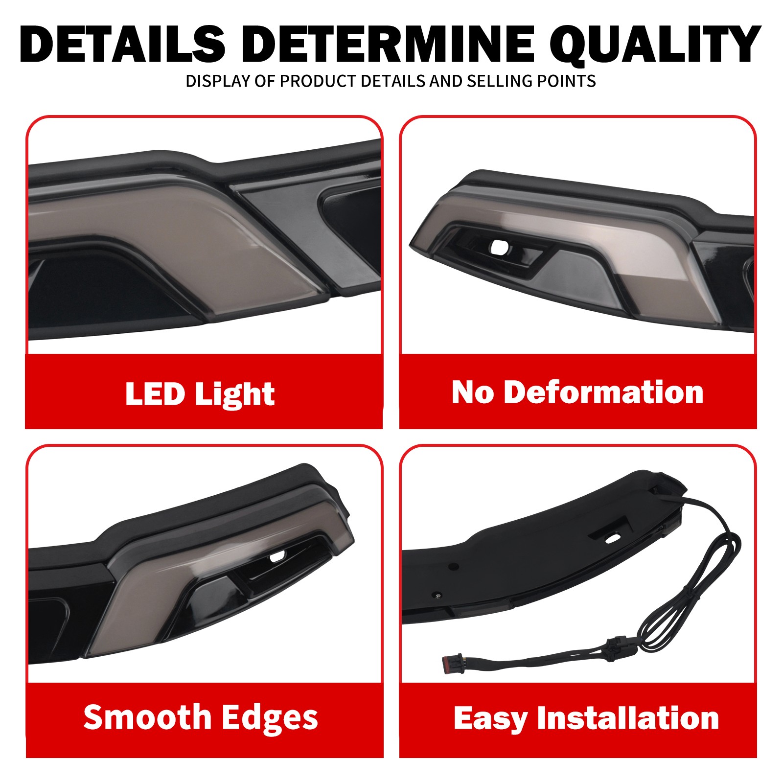 Tracer LED Windshield Trim Light Black For Touring Electra Glide FLHT 2014-2023