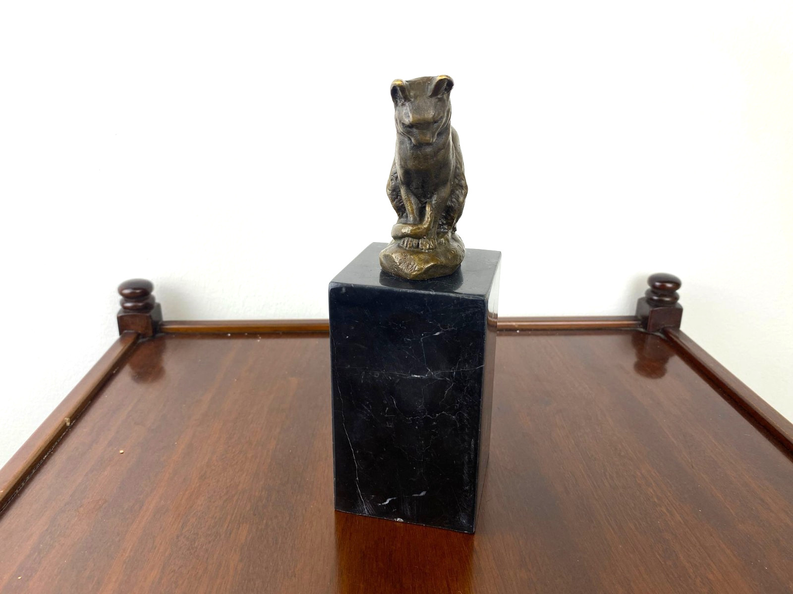 Bronze Sculpture Cat Art Deco on Black Marble Base after Milo