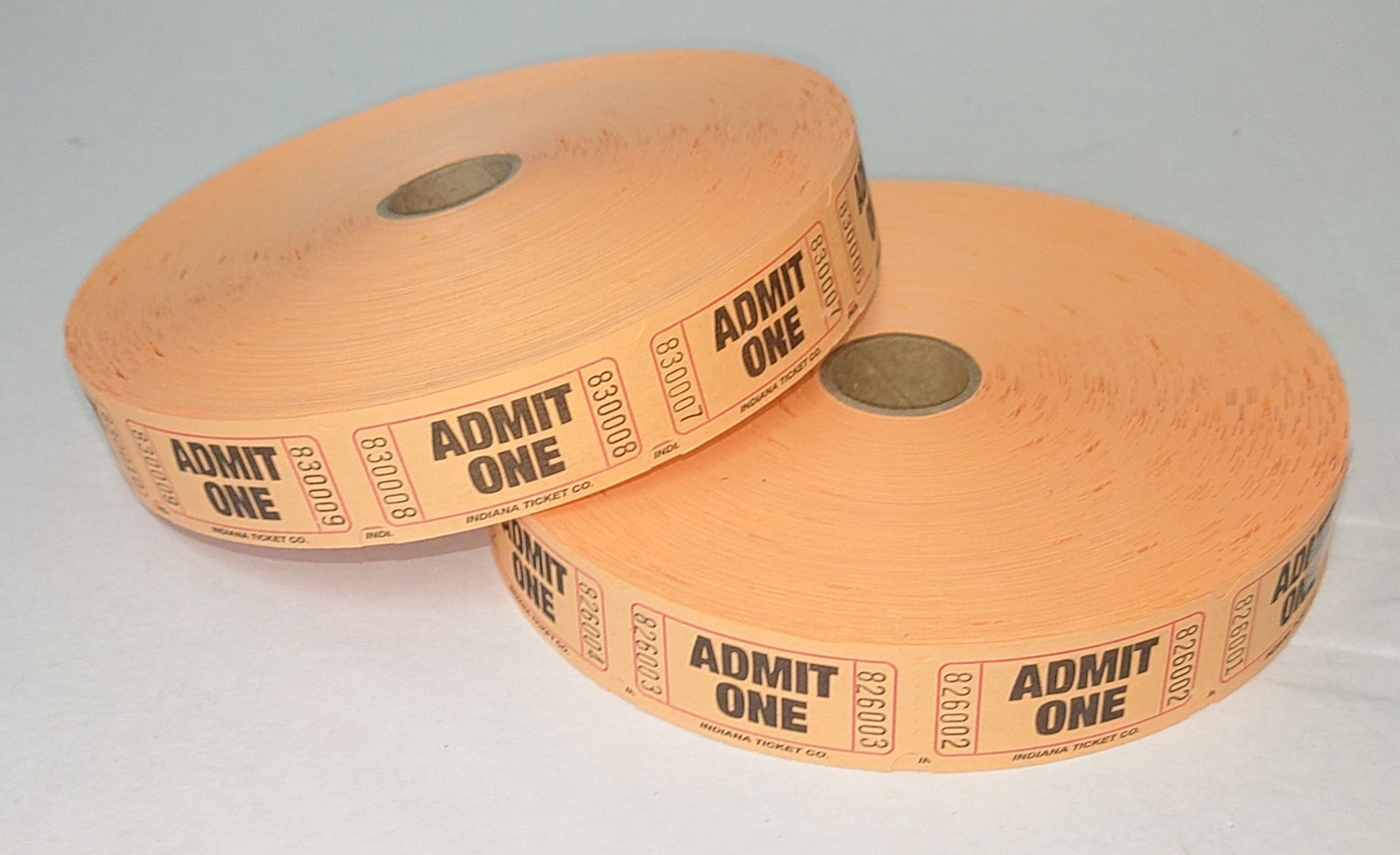 2 Rolls 4,000 Admit One Tickets Carnival Fun Fair Festival Raffle Orange