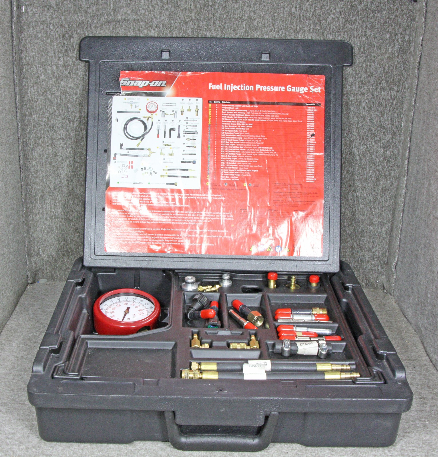 Snap on EEFI500A Master Fuel Injection Pressure Gauge Set