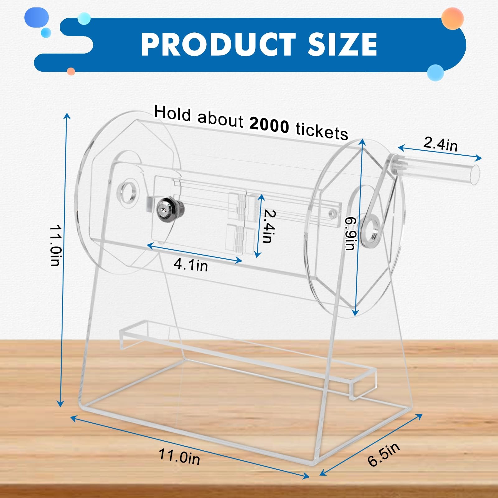 Acrylic Raffle Drum Raffle Ticket Spinner Clear Raffle Ticket Drum Spinner Ca...