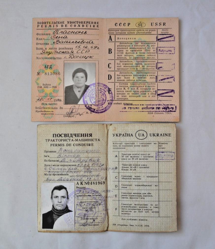 USSR Driver's license Documents Soviet certificate ID card ticket old paper lot