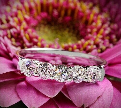 Anniversary Ring 2.50Ct Diamond 14k White Gold Wedding Band Simulated Size 5.5