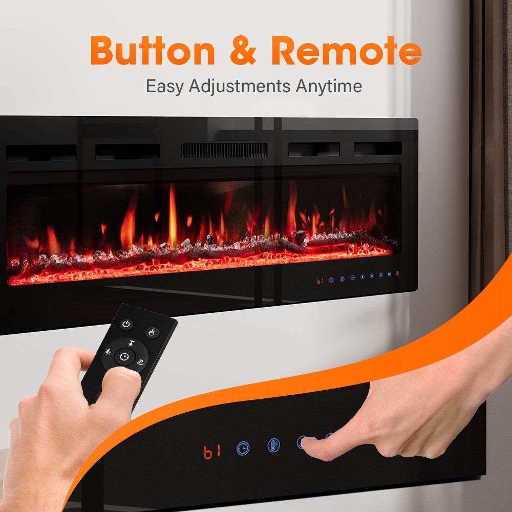 50"/127cm Electric Fireplace Heater Stove |Touch Screen & Remote Fire Place New