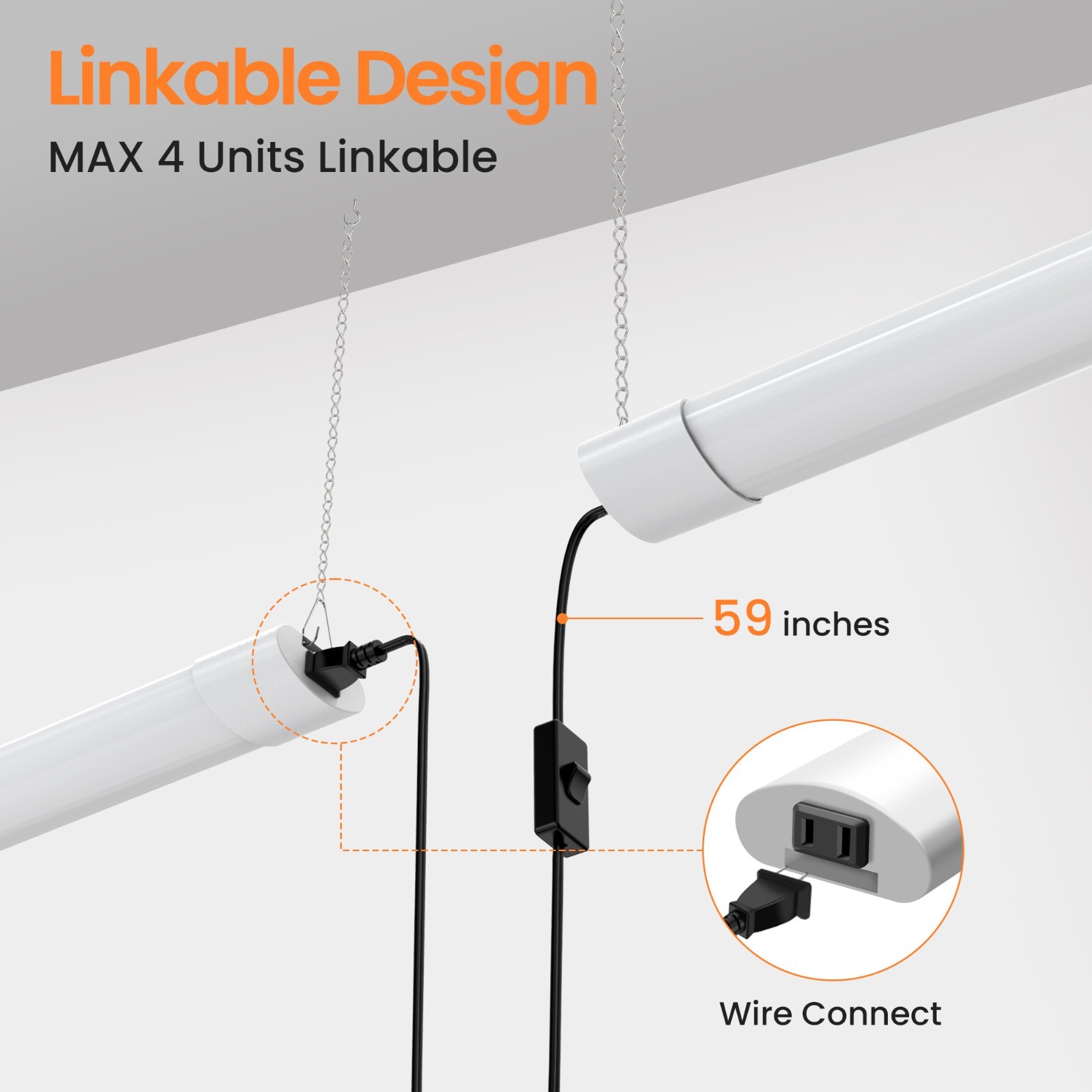 4 Pack 4FT LED Shop Lights 4800lm 5CCT 40W linkable Utility Lights for Garage