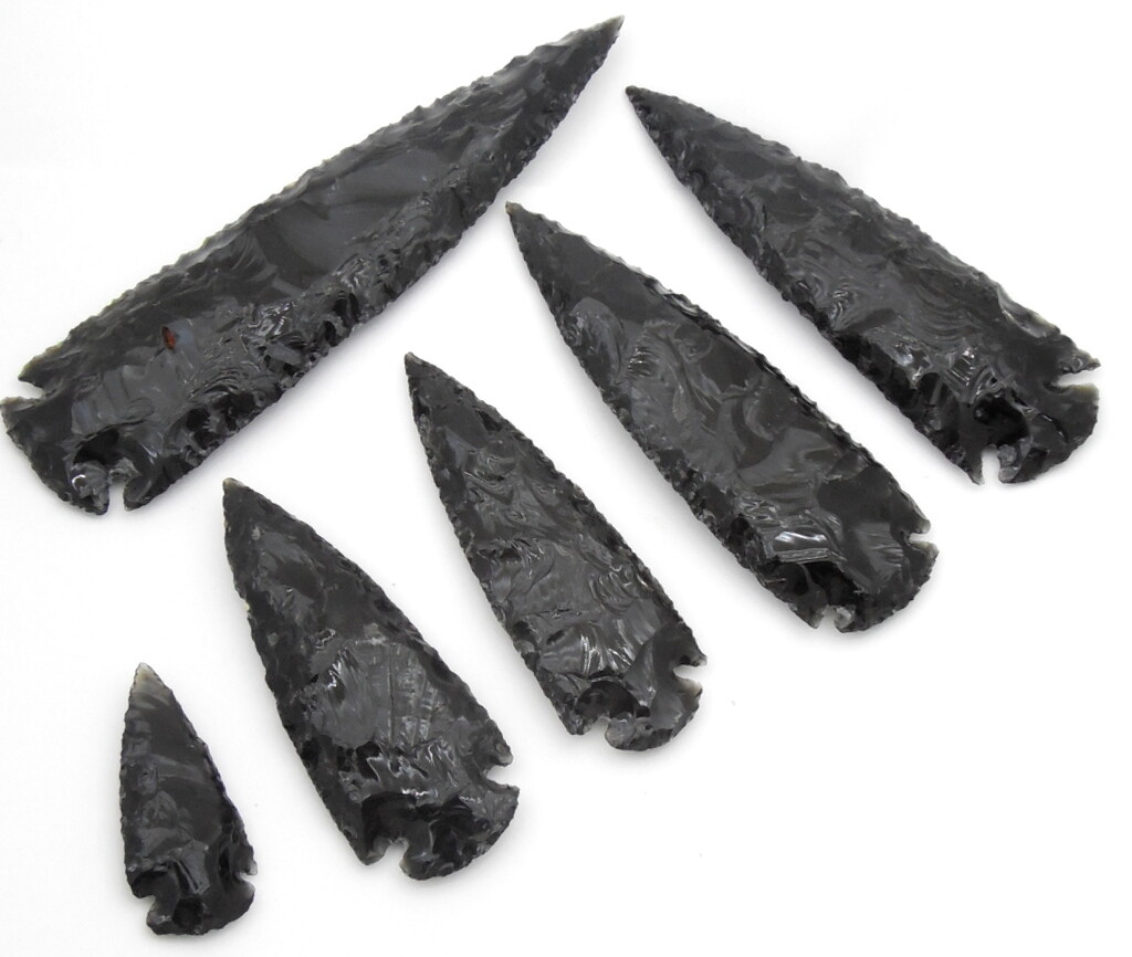 Black Obsidian Flint Stone Bird Arrow Head Point Big One 3 Inches Arrowhead