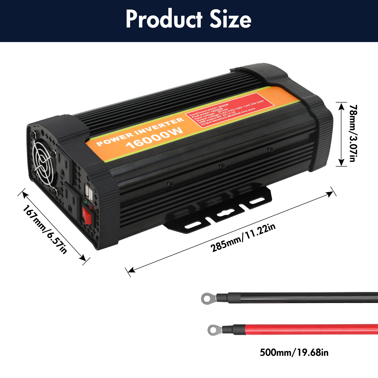 16000W Car Power Inverter DC 12V To AC 110V Pure Sine Wave Solar Converter LCD