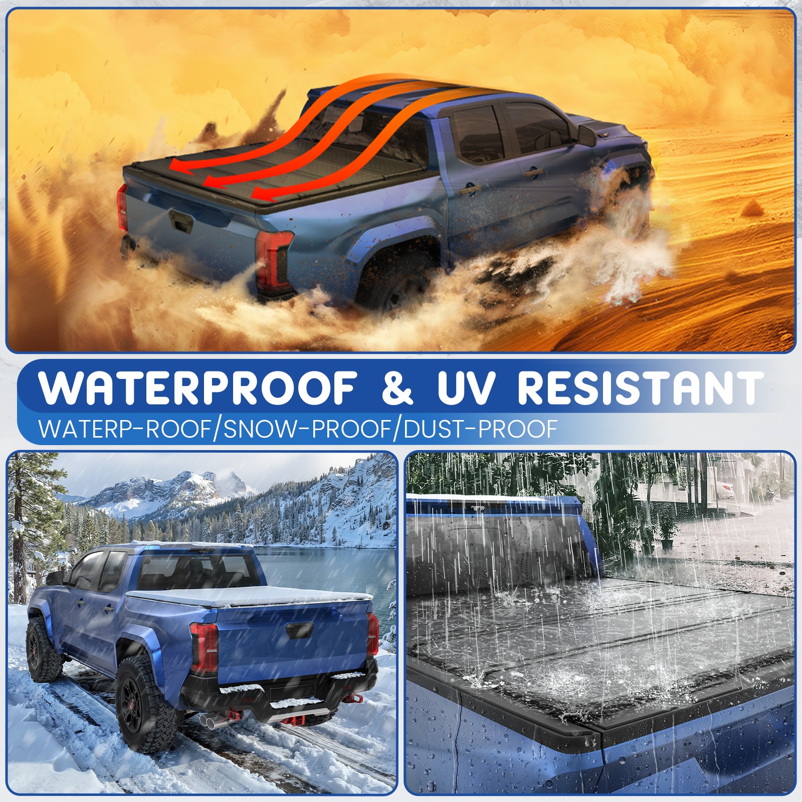 5.8FT Truck Tonneau Cover 4-Fold For 2009-2026 Ram 1500 Waterproof