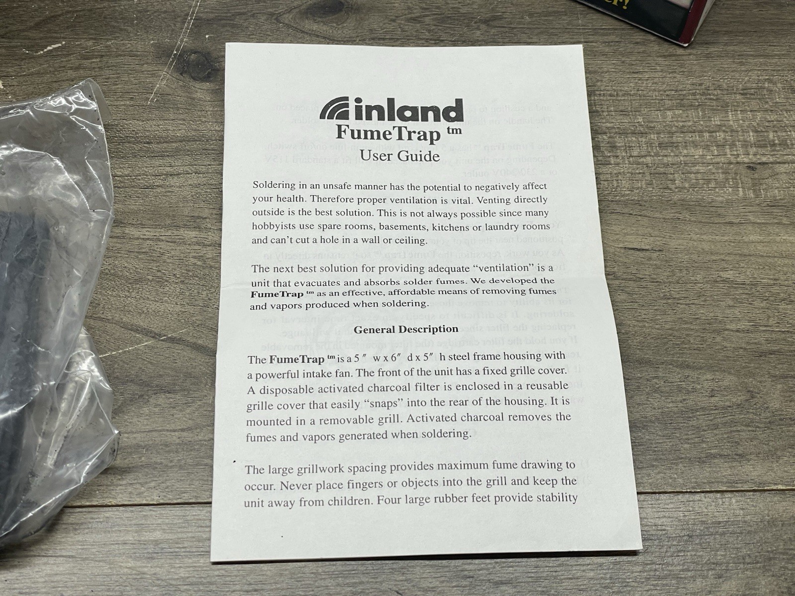 Inland Fume Trap 60010 FumeTrap Soldering Air Cleaner + Extra Charcoal Filter