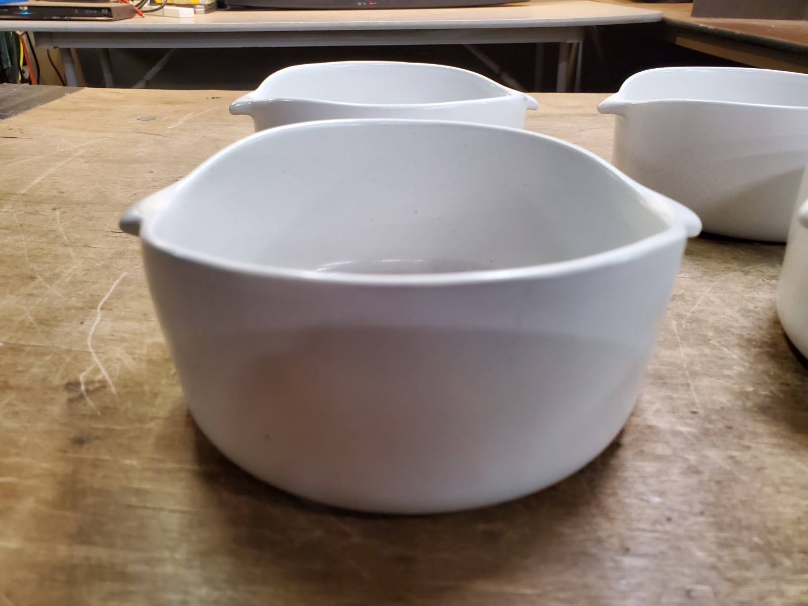 Bennington Potters Lugged Soup Bowls, Set of 4, #1641 Satin White Matte Glaze