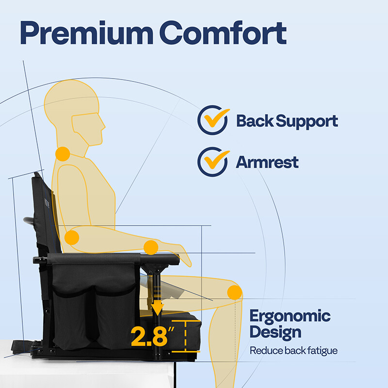 2 Pack Portable Stadium Seat Bleacher Chair Padded & Cup Holder Shoulder Strap