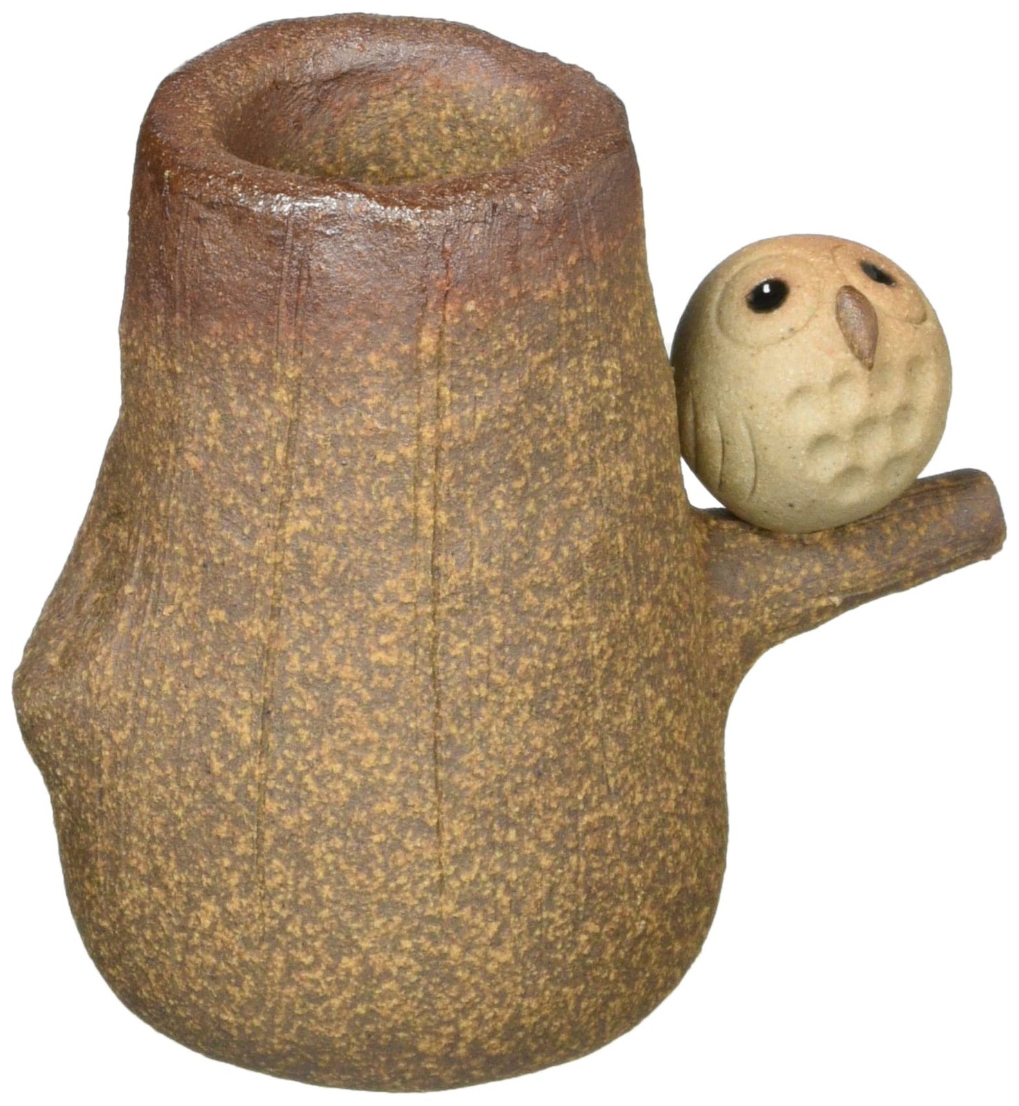 Shigaraki Ware Small Owl Flower Vase Brown Ceramic Japanese Pottery