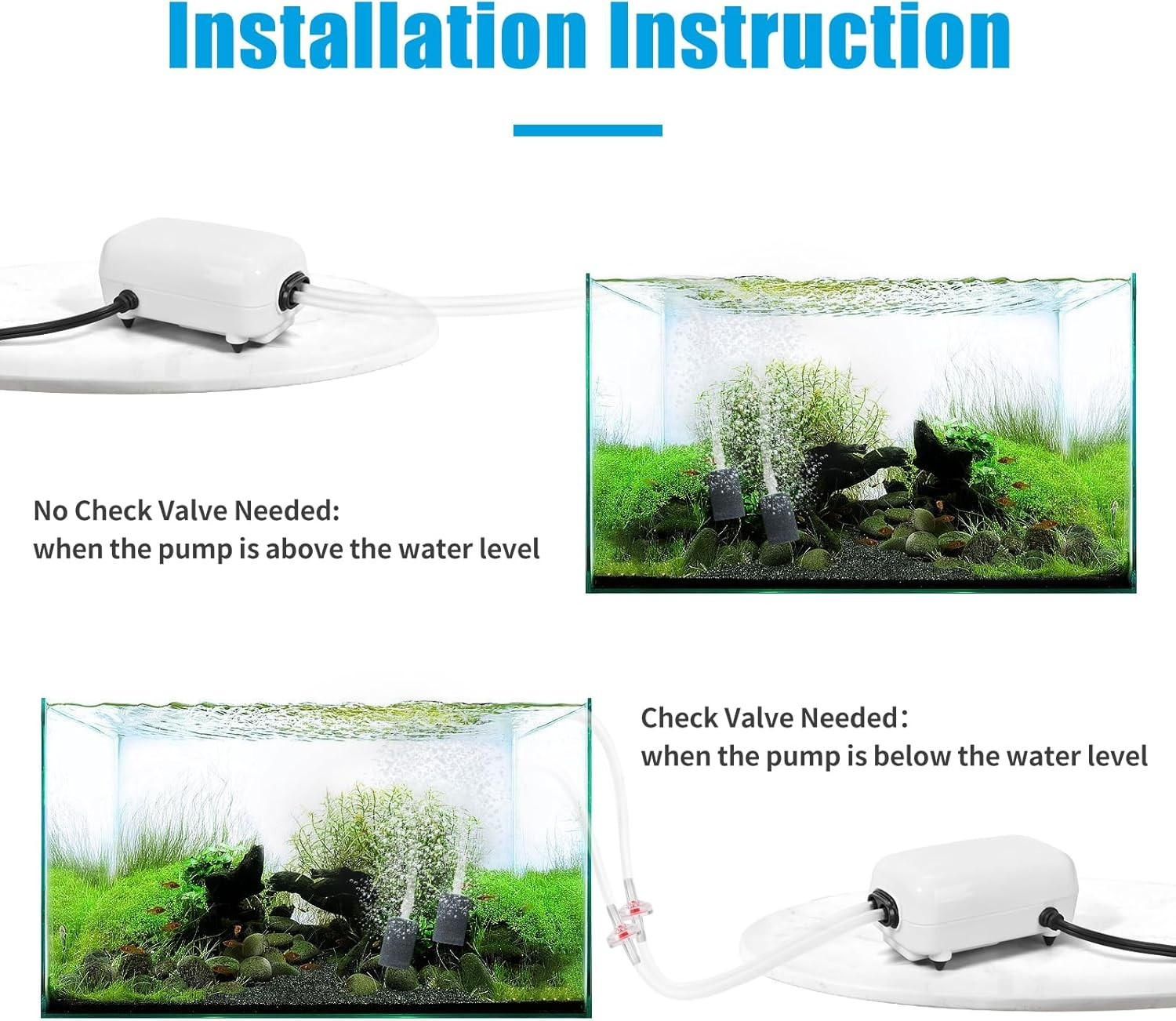 Aquarium Air Pump 100 Gallon Fish Tank Bubbler Oxygen Aerator with Stones