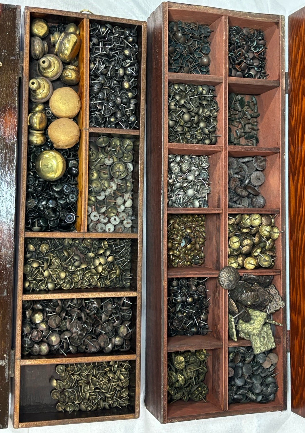 108 NOS Antique Vintage 1920s Domed Hammered Brass Upholstery Tacks Nails 5/8"