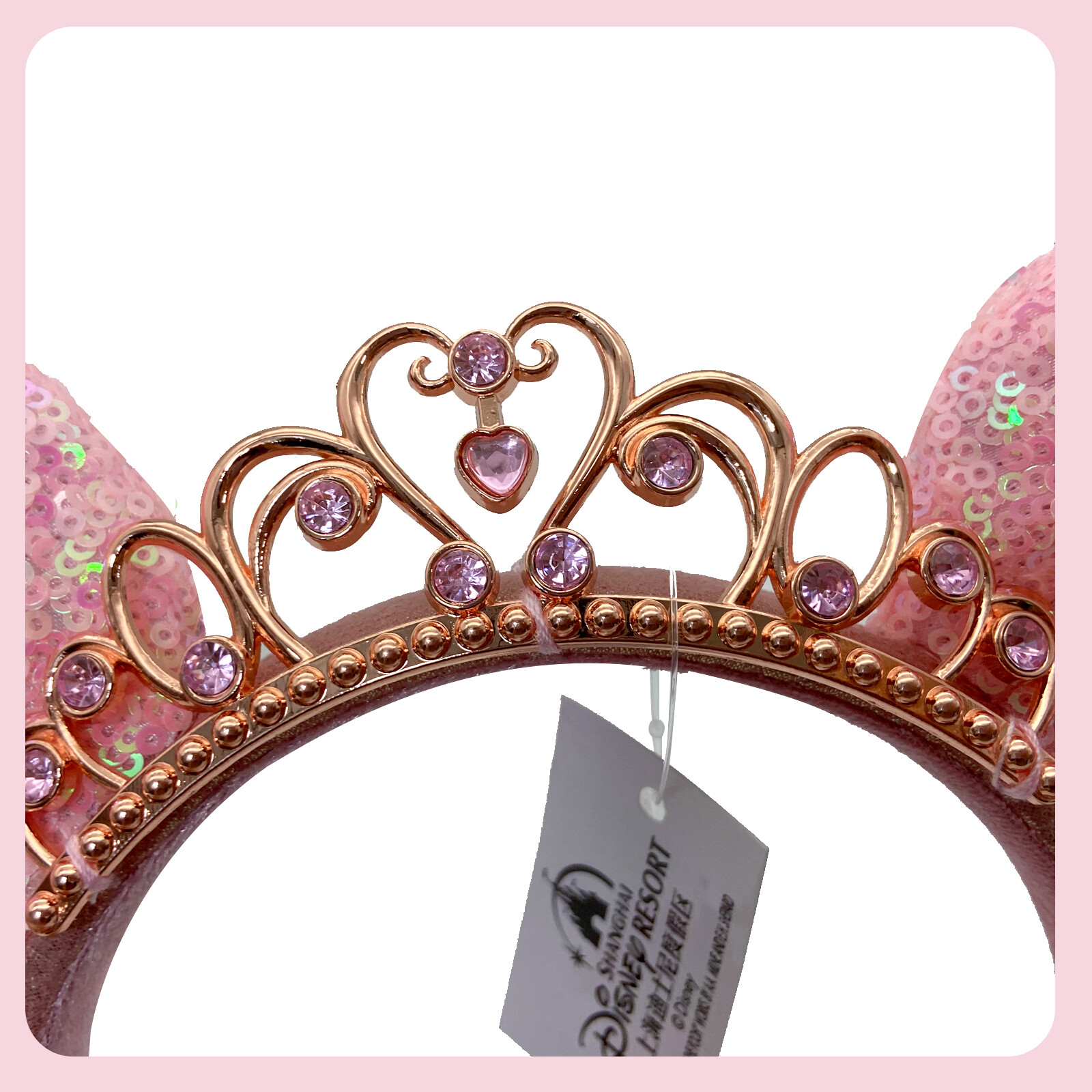 Pink Sequin Minnie Mouse Tiara Princess Headband Crown 2022 Disney Parks Ears