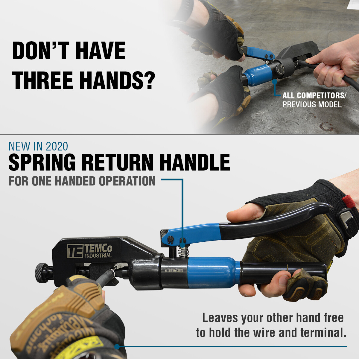 TEMCo Hydraulic Lug Crimper Tool TH1818 DIELESS Indent 10AWG to 400MCM