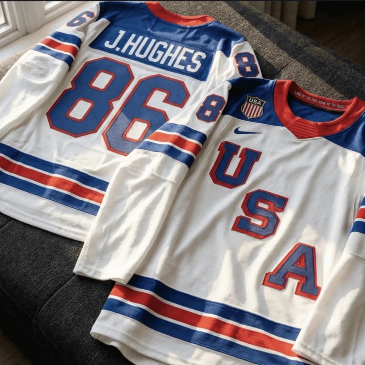 J.Hughes #86 USA Team Winter Olympics 2026 Jersey White All Stitched Limited