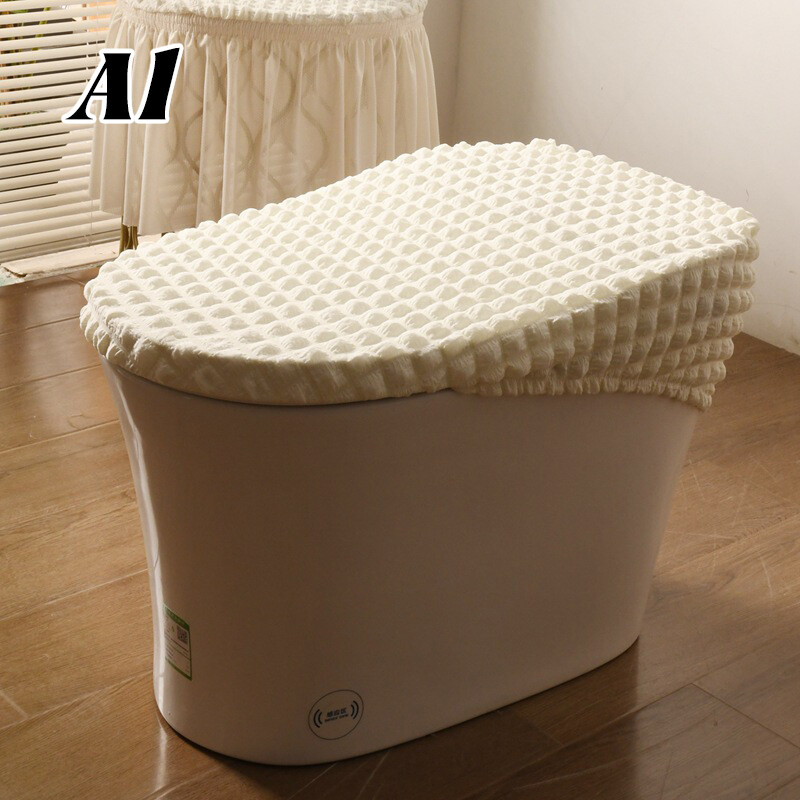 Bathroom Toilet Lid Cover Elastic Seat Toilet Tank Lid Cover Sets Fits Most Size