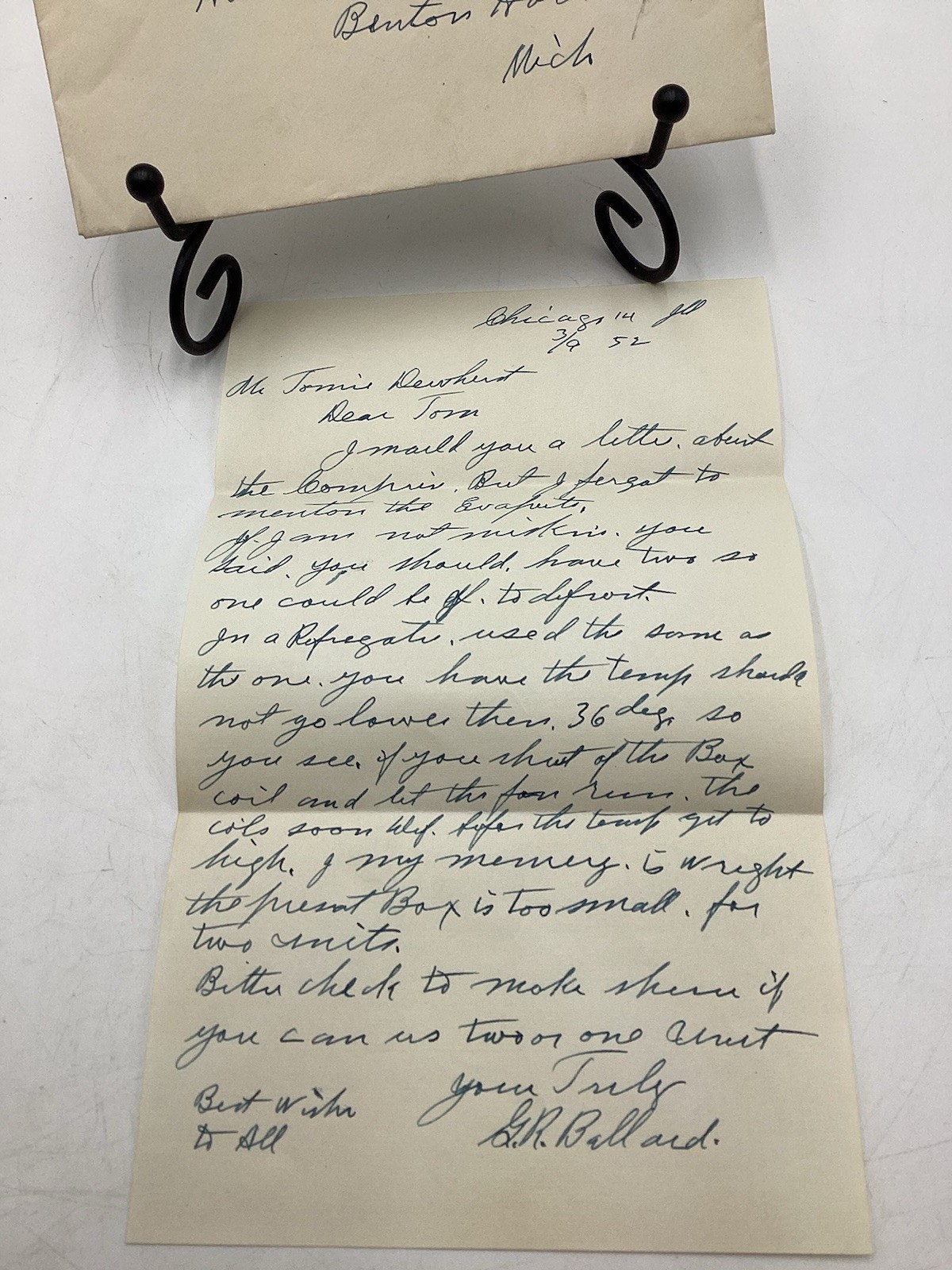 Vintage 1952 Handwritten Letter-House Of David Cold Storage
