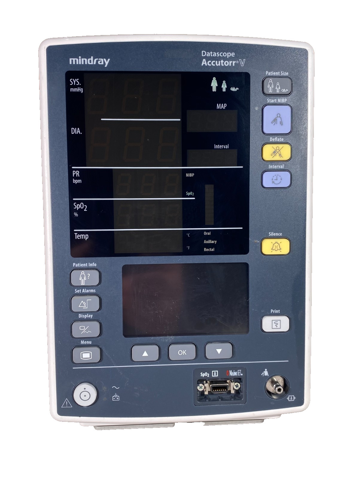 Mindray Datascope Accutorr V Vital Signs Monitor NIBP SpO2 Temp Patient Monitor