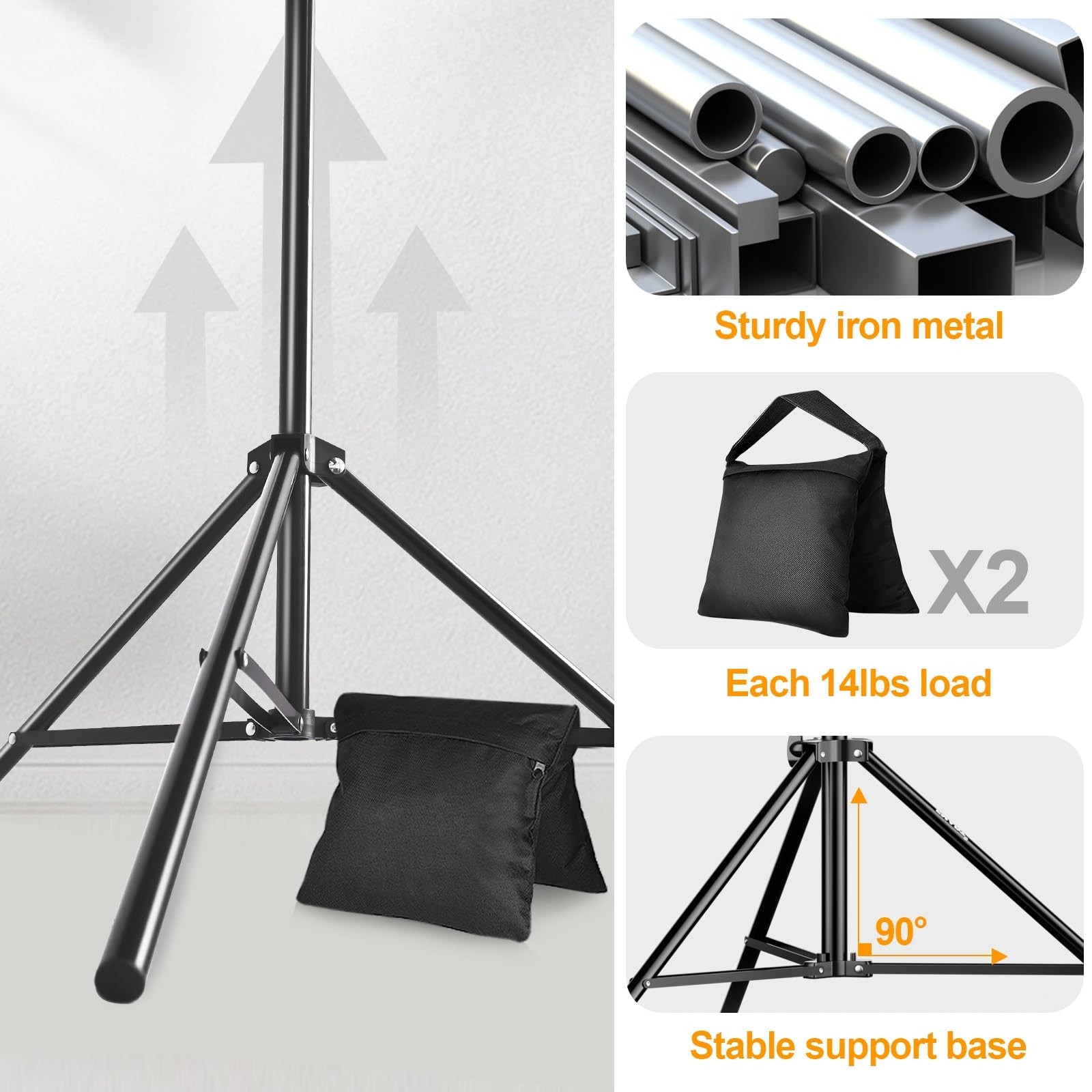 Photo Backdrop Stand Kit 8.5x10ft Adjustable Frame Banner Background Holder