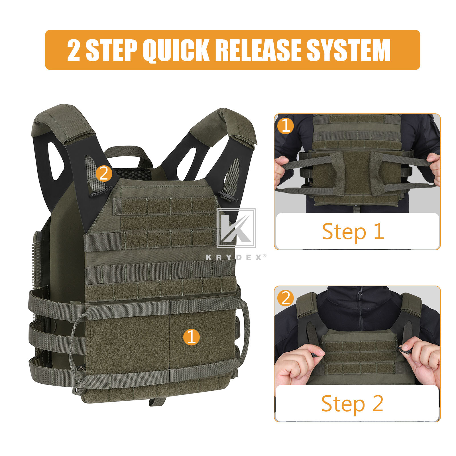 KRYDEX JPC 2.0 Jump Plate Carrier w/ MOLLE Panel Tactical Vest Army Camouflage