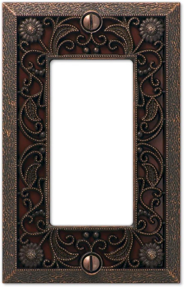 2: ANTIQUE Bronze Filigree Metal Outlet Light Switch Plate Cover Wall Rocker