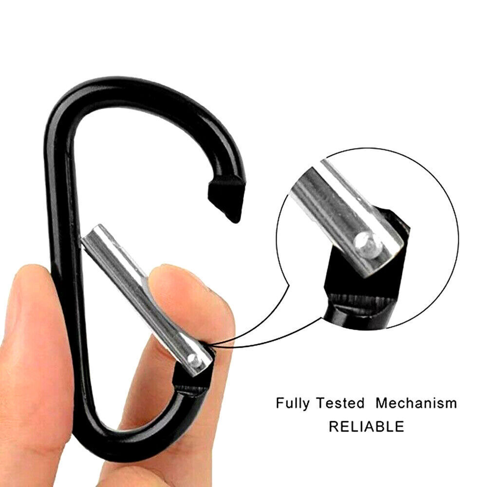 10/200 PCS Aluminum Carabiner D Shape Spring Clip Snap Key Hook Keychain Buckle