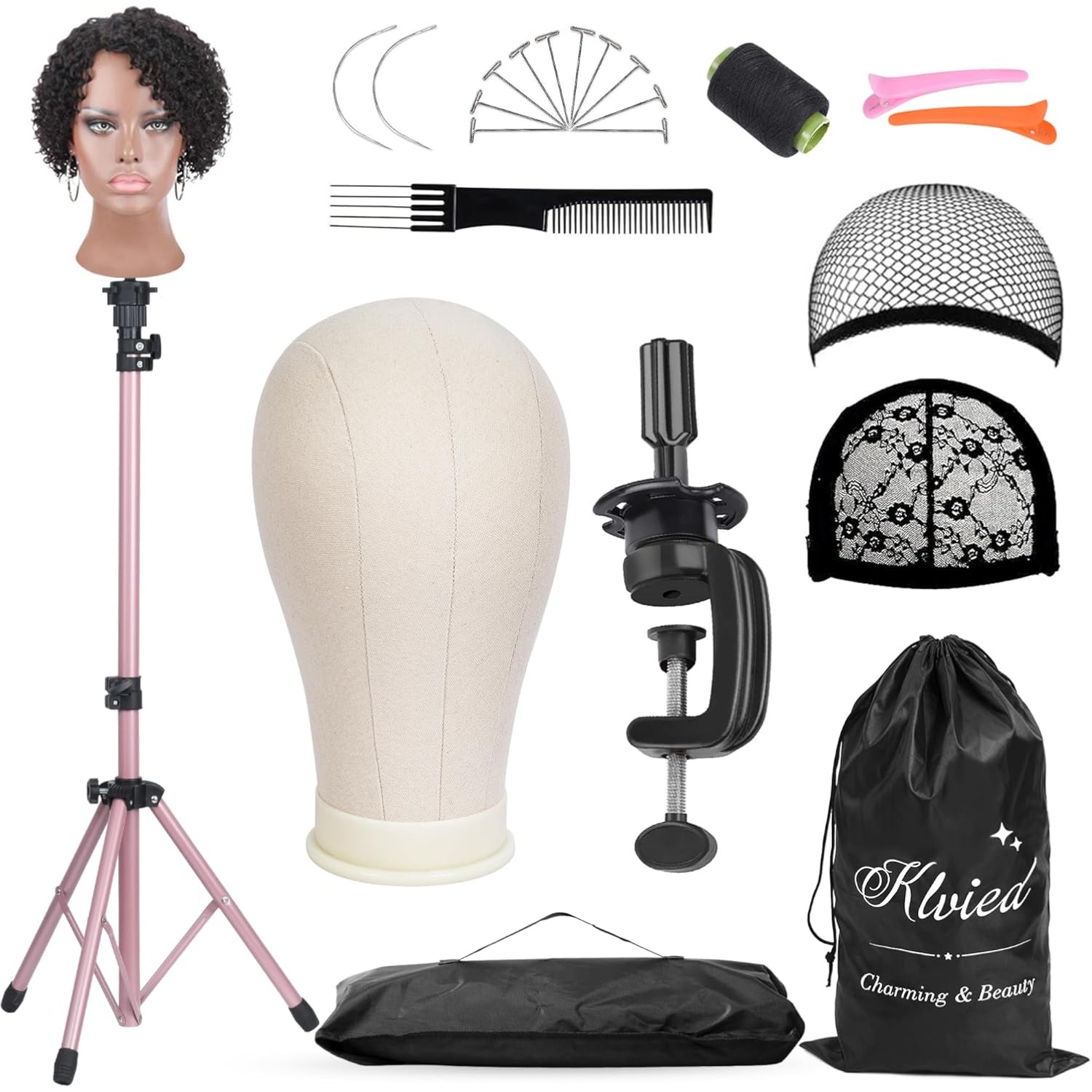 Professional Tripod Reinforced Wig Mannequin Stand Display W/Head Set Adjustable