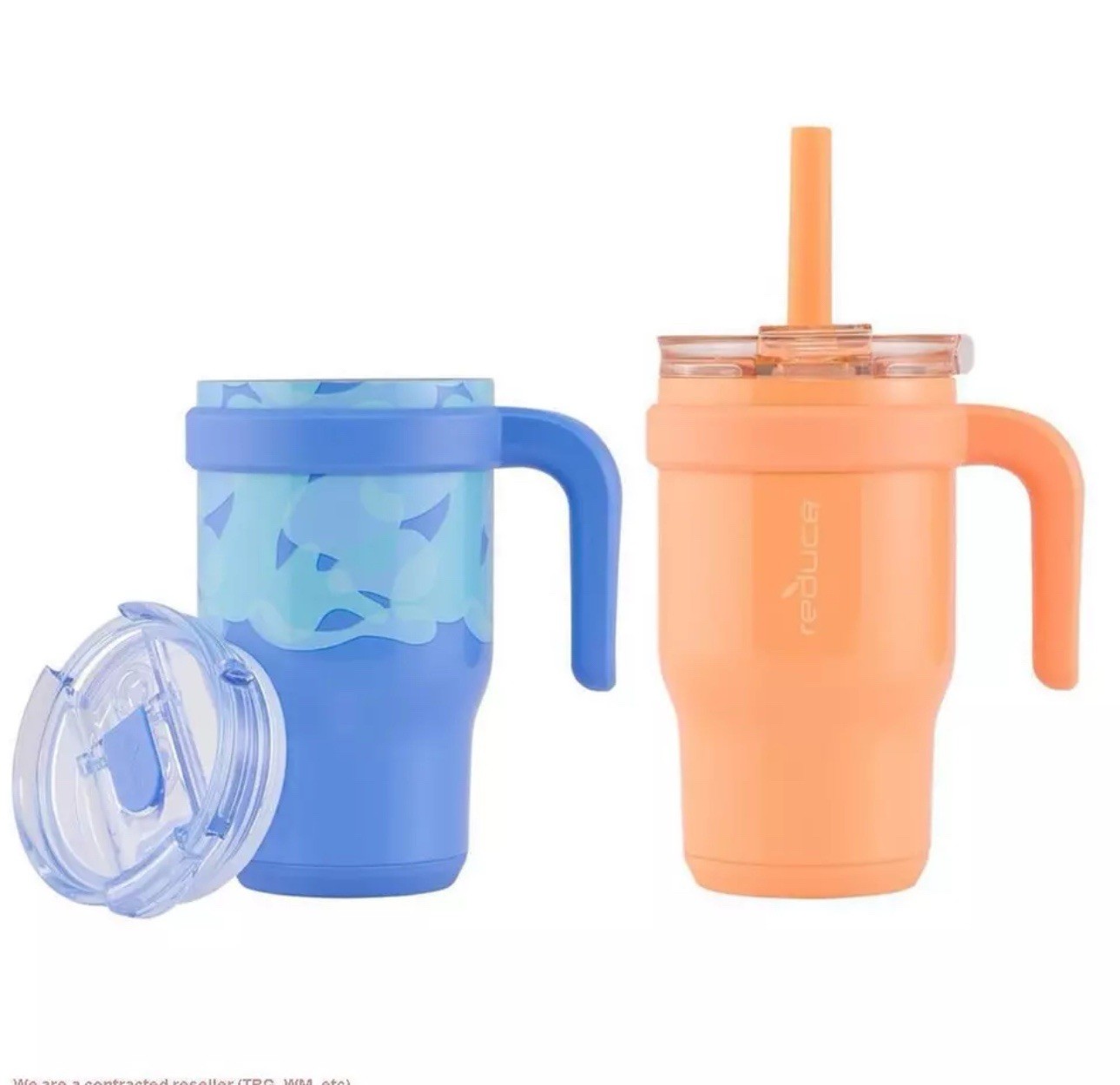 REDUCE 14oz, 2 Stainless Steel Tumbler Spill-Proof with Handle & Straws for Kids