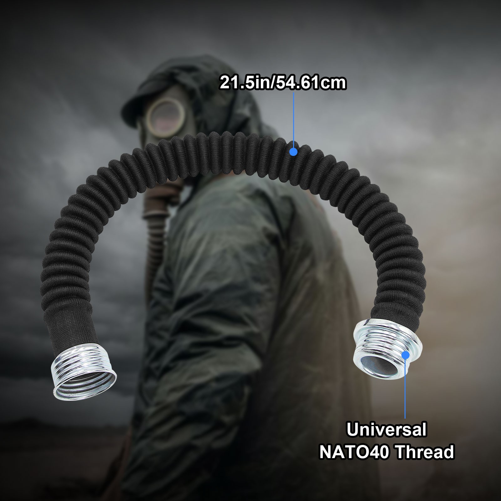 0.5M Rubber Gas Mask Hose for Connection with The 40mm Filter Boxes & Respirator