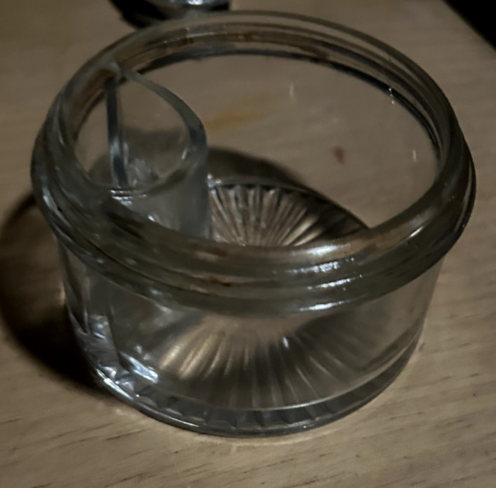 Rexall Vintage Glass Inkwell Apothecary Jar with Metal Lid, Used