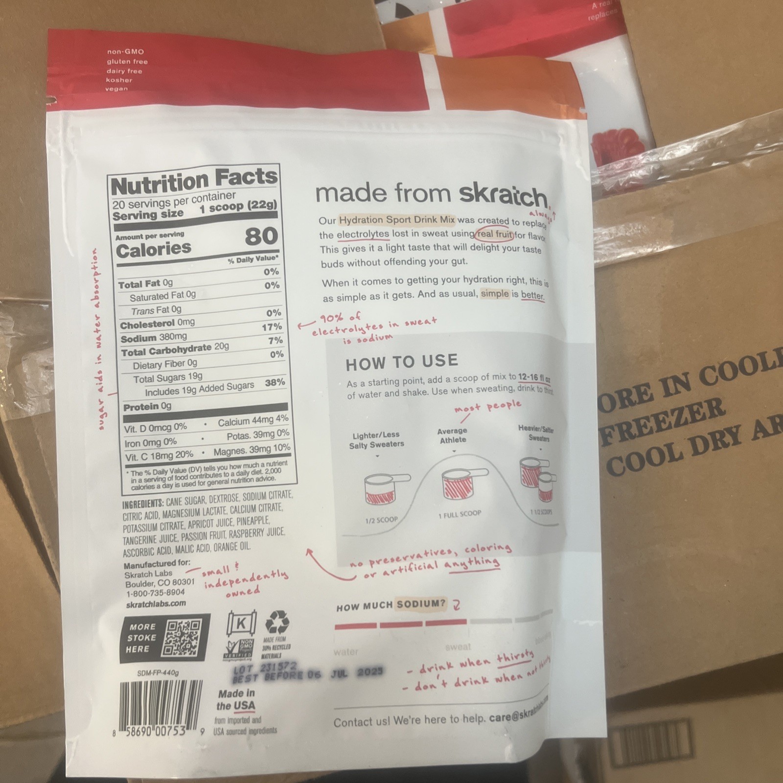 Skratch Labs Sports Hydration Sport Drink Mix Fruit Punch 20 Servings 15.5 Oz.