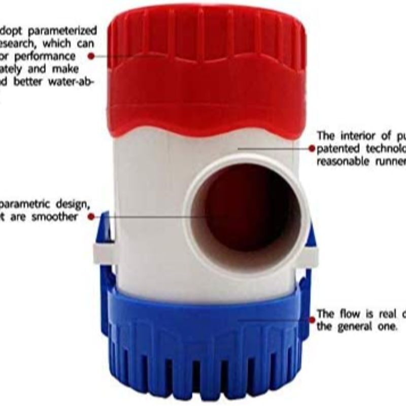 1100GPH 12V Electric Marine Submersible Bilge Sump Water Pump Boat 1-1/8" Hose