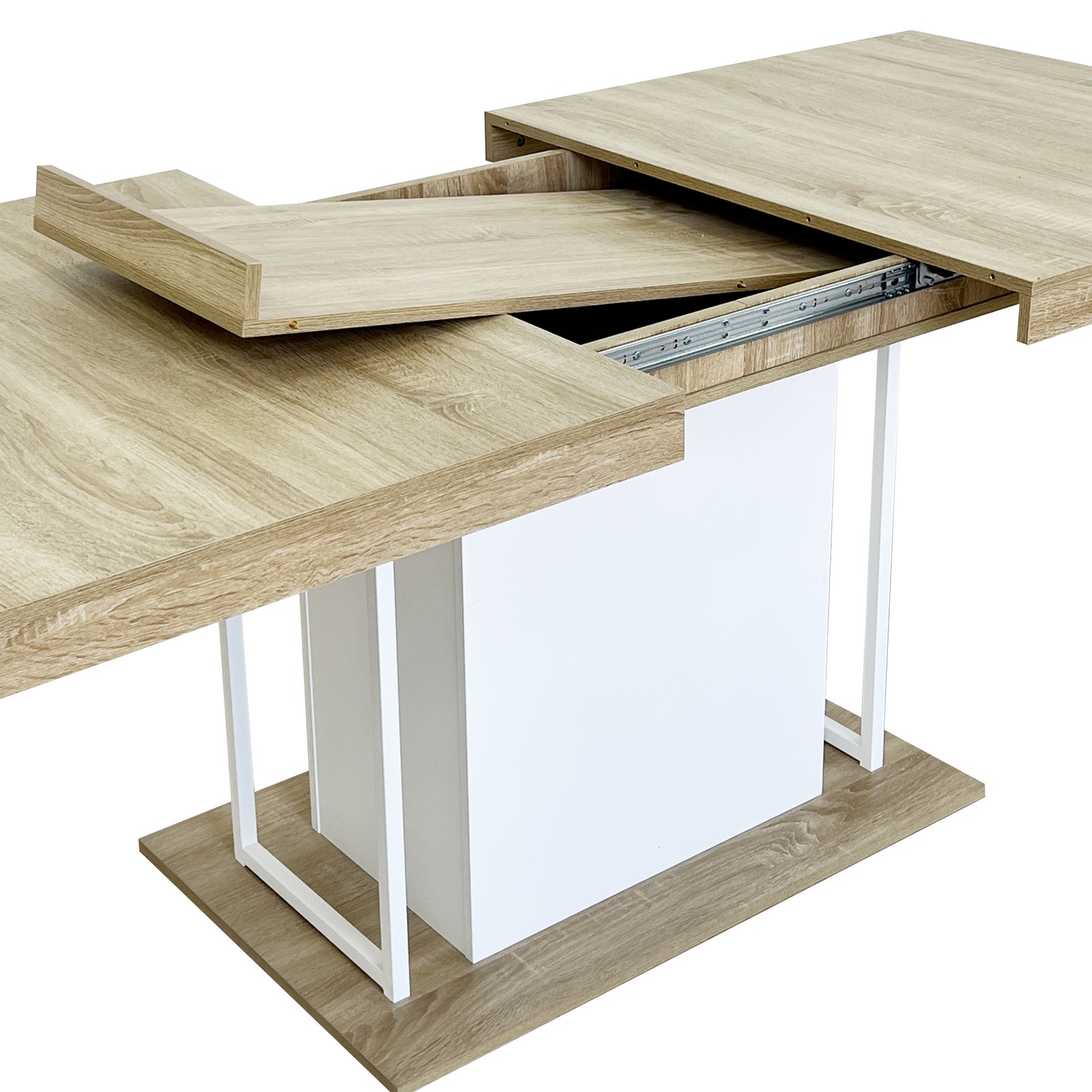 Rectangle extendable dining table for 6-10 people aged effect wood 160-200 cm