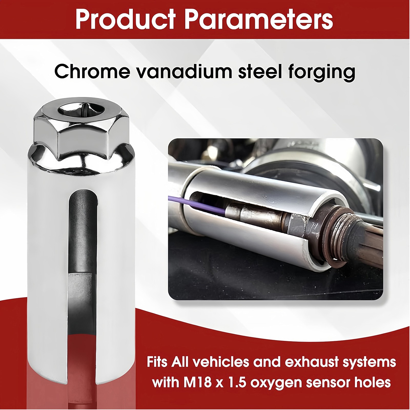 5pcs O2 Oxygen Sensor Socket Wrench Removal Tool 3/8" 1/2" Drive x 7/8" 22mm Set