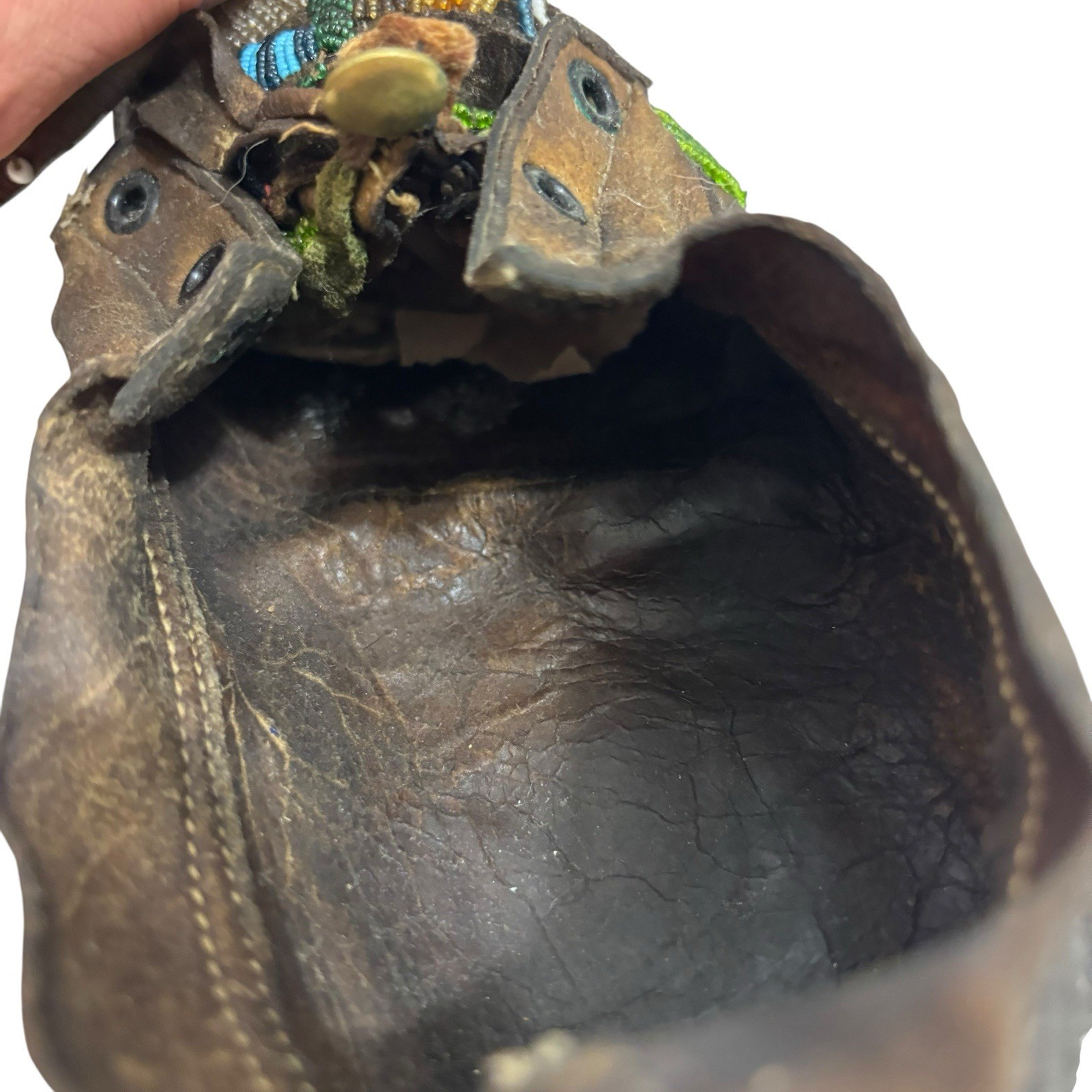 Old Antique Plains Native American Indian Beaded Moccasins Decorated Hide Shoes