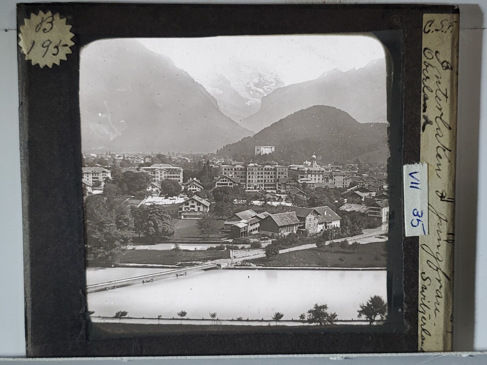 Interlaken & Jungfrau, Oberland, Switzerland, c1890's Magic Lantern Glass Slide