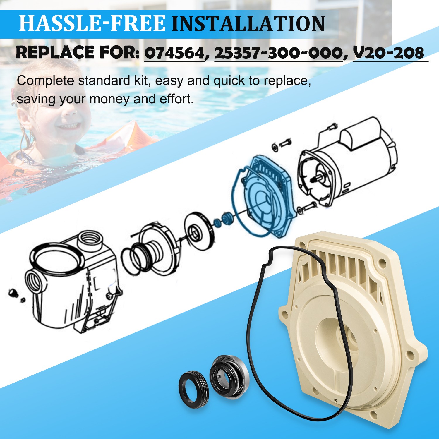 074564 25357-300-000 V20-208 Seal Plate Fit for Pentair Whisperflo Intelliflo