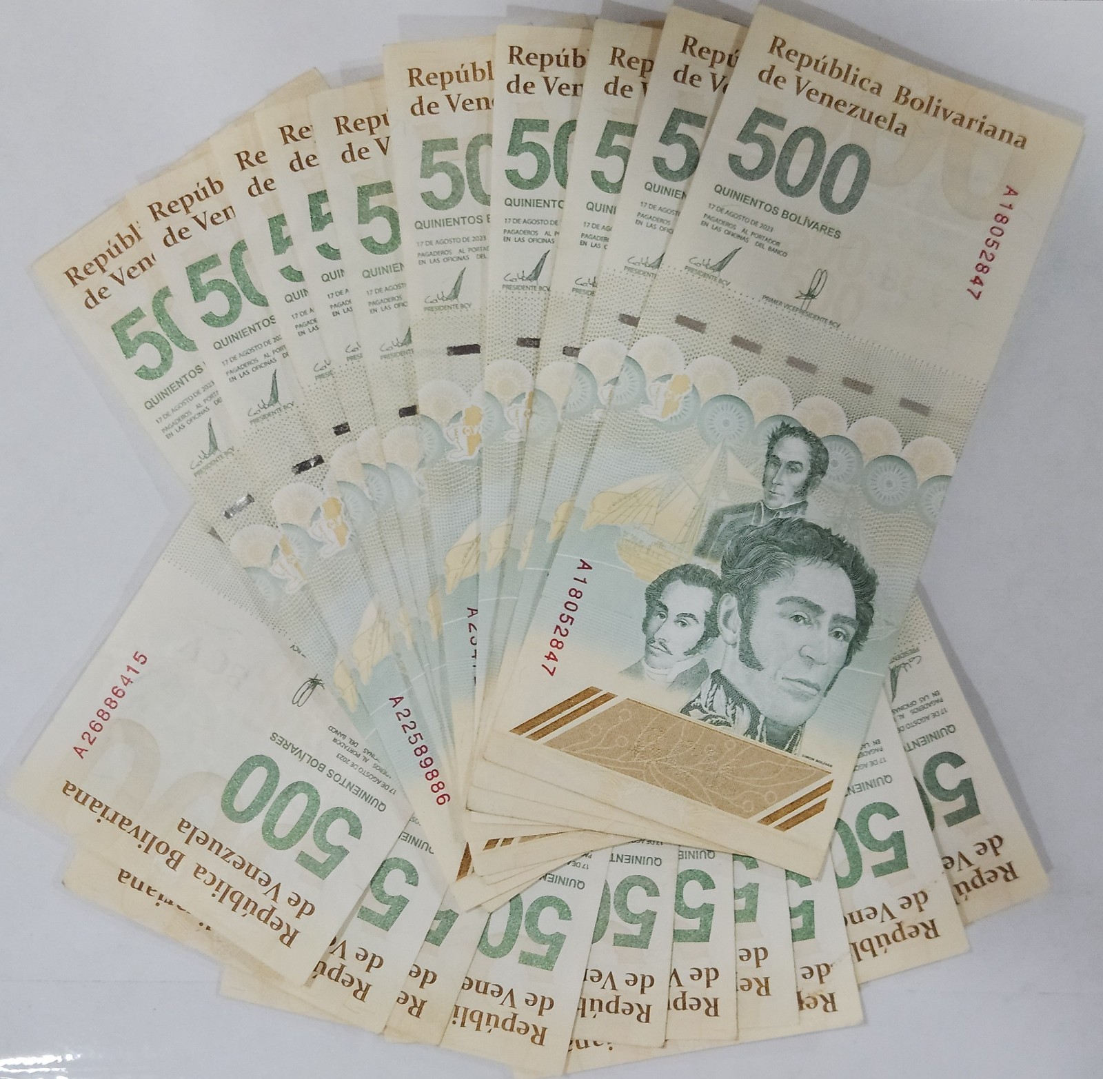 1/5 BUNDLE (20 PCS) 500 BOLIVARES DIGITALES 2023 2024 VENEZUELA USED PICK# 121