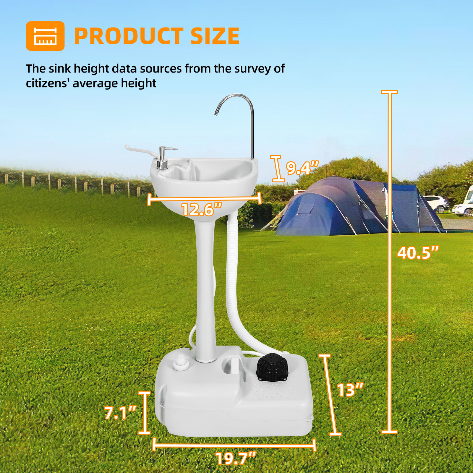 Rolling Portable Sink Camping Hand Washing Statiwith 4.5 GAL Wash Basin Stand