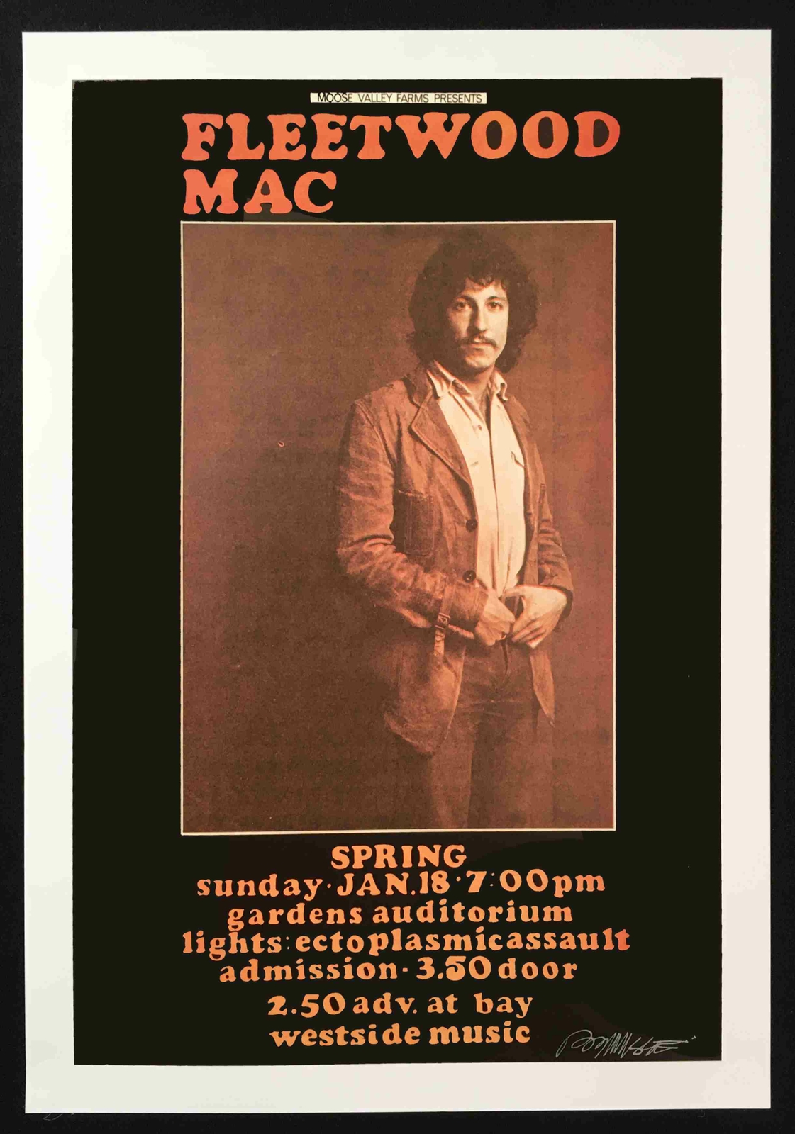 Fleetwood Mac Poster Nice Signed Bob Masse Artist's Edition feat Peter Green COA