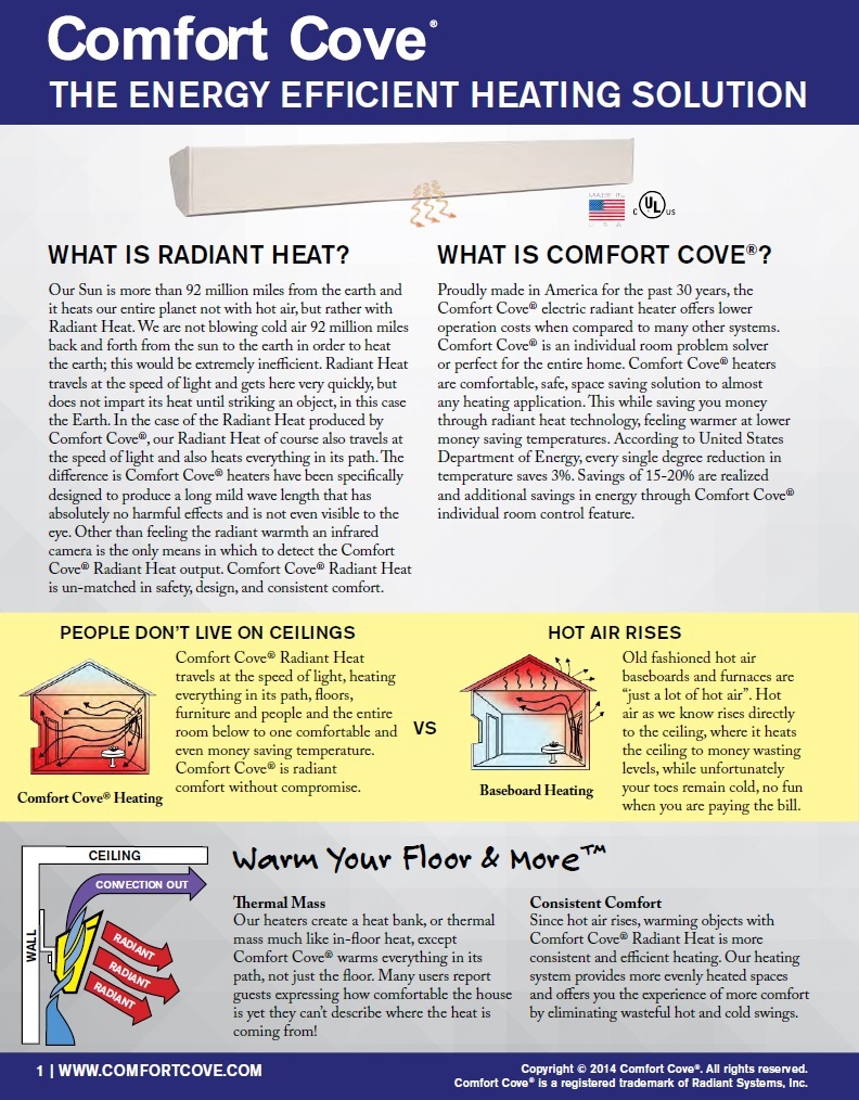 Cove Heater - Comfort Cove Electric Radiant Heater 1500W 240V 94" (8') C-15024