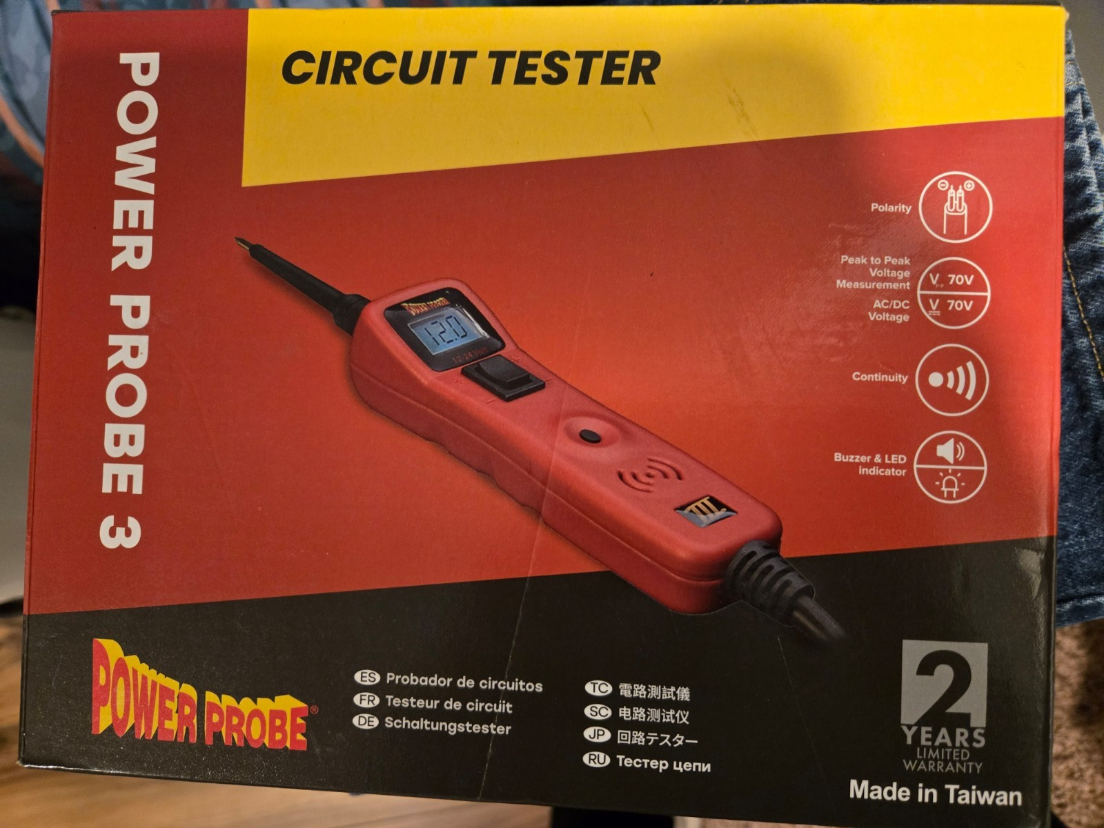 POWER PROBE III 3 PP319FTCRED Test Light and Voltmeter, RED NEW